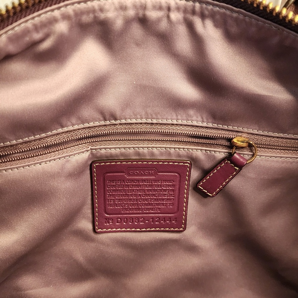 Coach Genuine Pebbled Leather Berry w/Camel Accents Hampton Satchel Bag - Picture 16 of 16